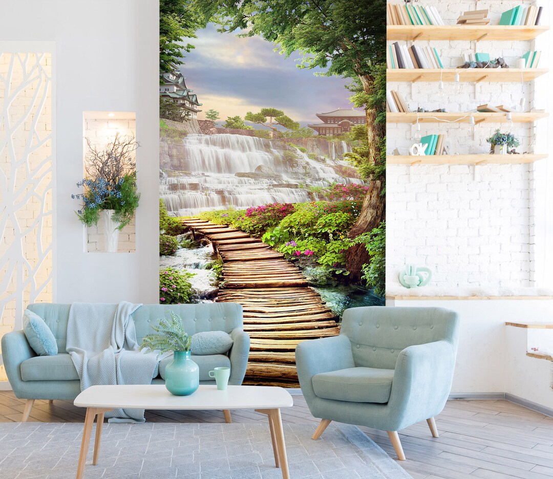 3D Flowing Clear Water FFA1188 Removable Wallpaper Self Adhesive ...