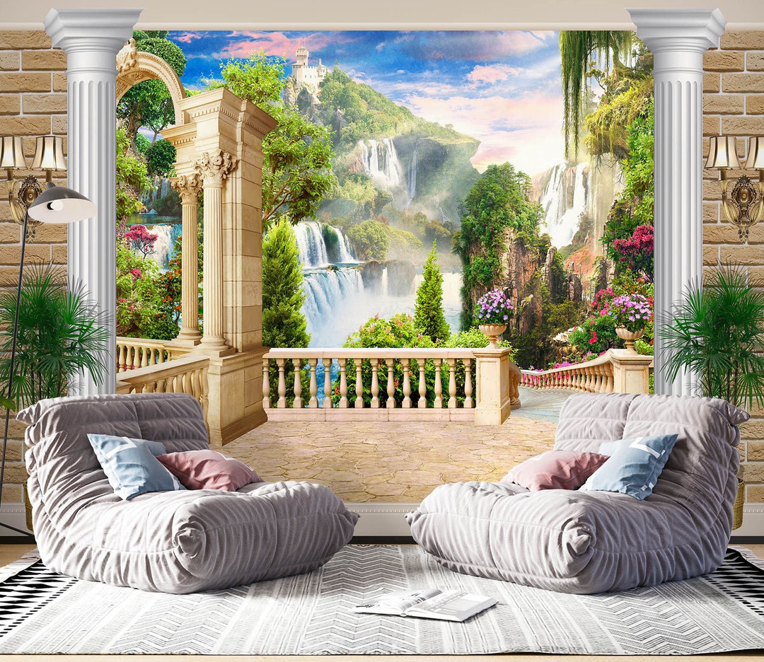 3D Nature Mountain Waterfall FFA1136 Removable Wallpaper Self Adhesive ...