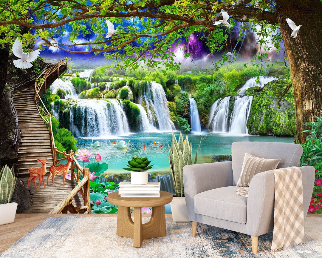 3D Waterfall Scenery FFA1570 Removable Wallpaper Self Adhesive ...
