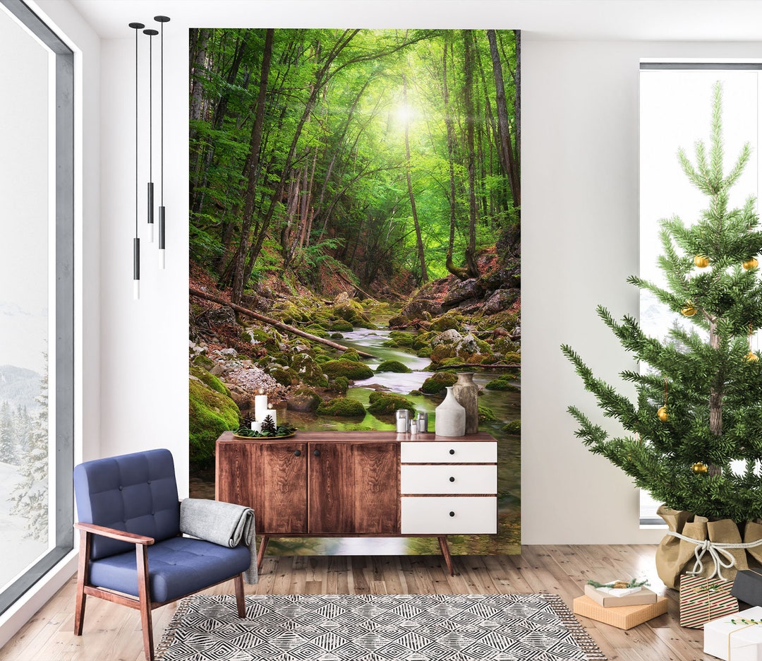 3D Forest Soothing Creek FFA1296 Removable Wallpaper Self Adhesive ...