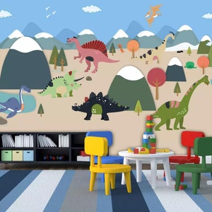 3D leuke cartoon dinosaurus dier wereld FFA2249 verwijderbare wallpaper zelfklevende behang extra grote peel & stick wallpaper muurschildering