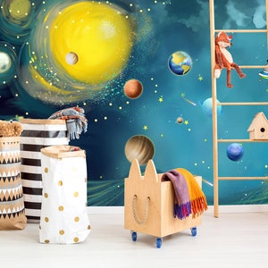 3D Cartoon Solar System FFA2049 Kinderzimmer abnehmbare Tapete Selbstklebende Tapete extra groß Peel & Stick Tapete Wandbild