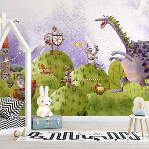 3D Cartoon Lila Dinosaurier Tier FFA2246 abnehmbare Tapete selbstklebende Tapete extra groß Peel & Stick Tapete Wandbild