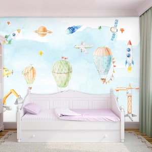 3D Cute Cartoon Rockets FFA2037 Kid's Room Carta da parati rimovibile Carta da parati autoadesiva Carta da parati Extra Large Peel & Stick Wallpaper Wallpaper Mural