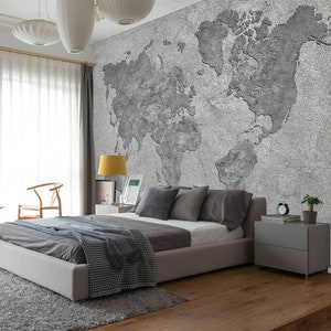 3D Fortgeschrittene Grau Kunst FFA4947 Weltkarte abnehmbare Tapete selbstklebende Tapete extra groß Peel & Stick Tapete Wandbild