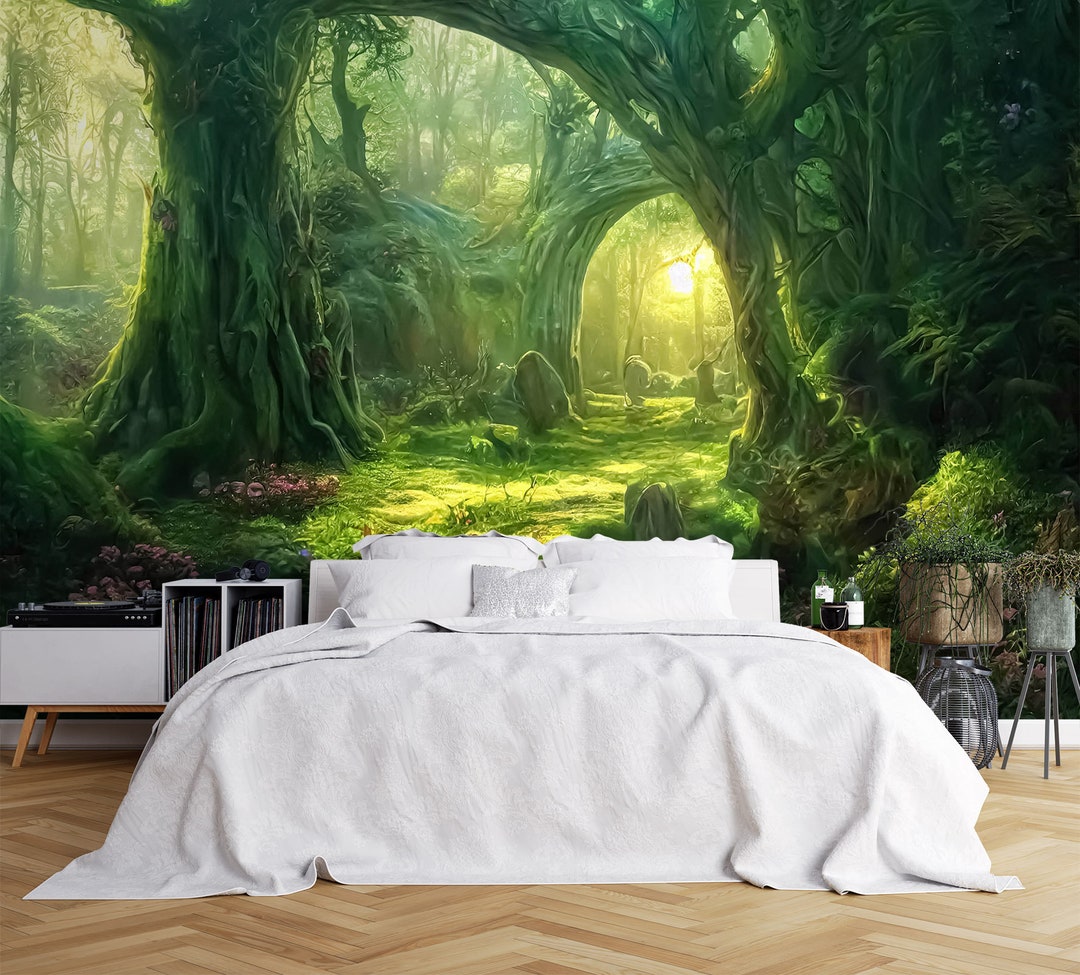 3D Tranquil Green Forest FFA1155 Removable Wallpaper Self Adhesive ...