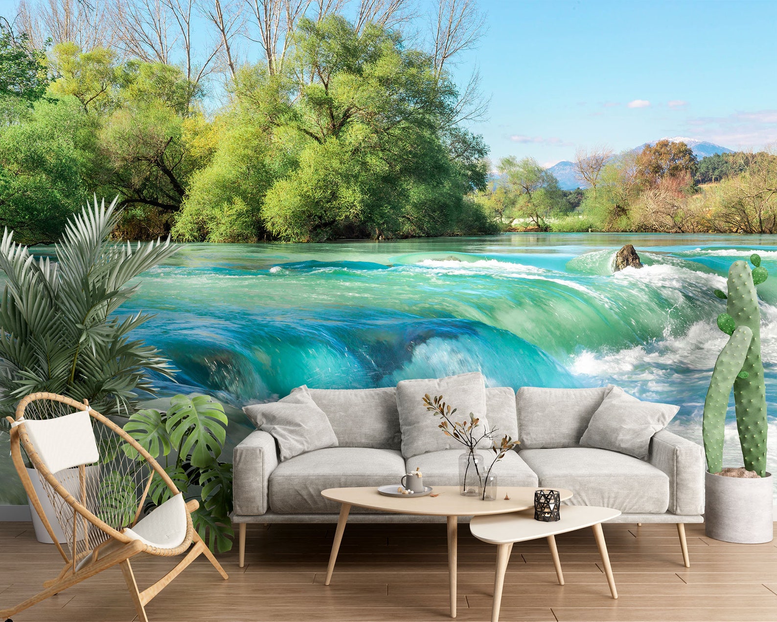 3D Cool Blue River FFA1129 Removable Wallpaper Self Adhesive Wallpaper ...