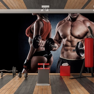 3D Glamour Fitness FFA7350 Palestra Carta da parati rimovibile Carta da parati autoadesiva Carta da parati Extra Large Peel & Stick Wallpaper Wallpaper Mural