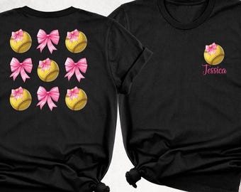 Custom Softball Mom Shirt, Coquette Softball Shirt, Softball Mama Shirt, Mothers Day Gift Tee, Game Day Shirt, Sports Mom Softball Lover Tee