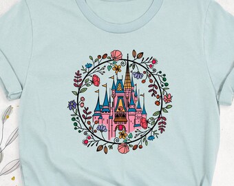 Magic Kingdom Castle Shirt, Princess Castle Shirt, Floral Disneyland Shirt, Disney Shirt, Magical Vacation Shirt, Disneyworld Family Outfits