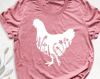 Floral Chicken Shirt, Mothers Day Shirt, Farm Shirt, Women's Chicken Shirt, Hen Shirt, Chicken Mama Shirt, Farm Mom Shirt, Chicken Lover Tee