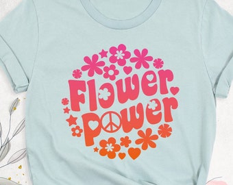 Floral Boho Shirt women, Hippie flower shirt, Power shirt girl, Hippie party shirt, Groovy Flower shirt,70s Hippy Clothing, Boho women gift