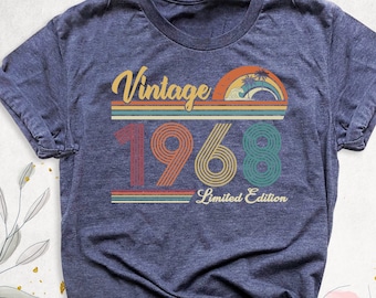 Vintage 1968 Shirt, 55th Birthday Shirt, Limited Edition 55 Years Shirt, 55th Birthday Party Shirts, Birthday Gift For Men Women, 1968 Shirt
