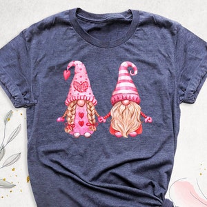 Gnome Valentine&#39;s Day Shirt, Gnomes Hearts Shirt, Women Valentines T-Shirt, Gnome Couples Shirt, Cute Valentine Outfit, Gifts for Girlfriend
