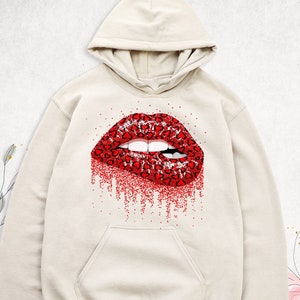 Lips Kiss Sweatshirt, Leopard Lip Sweatshirt, Red Lip Sweatshirts, Leopard Lips Hoodie, Aesthetic Women Long Sleeves, Kissing Lip Sweatshirt
