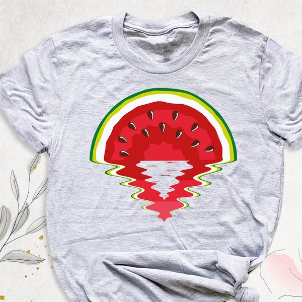 Watermelon Sun Shirt, Summer Fruit T-Shirt, Watermelon Festival Shirt, Women Aesthetic Shirt, Fruit Sunset T-Shirt, Watermelon Party Outfits