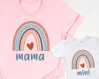 Mothers Day Gift, Mama Mini Shirt, Matching Mommy Baby Shirts, Rainbow Mama Shirt, Mothers Day Shirt, Baby Shower Shirt, Mother Daughter Tee