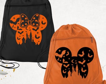 Mickey Minnie Halloween Bag, Disney Bag, Disney Castle Backpack, Trick Or Treat Bag, Scary Halloween Party Bag, Halloween Disney Trip Bag