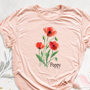 Watercolor Poppy Flowers Shirt, Floral Shirt, Red Poppy Shirt, August Birthday Shirt, Spring T-Shirt, Plant Mom Shirt, Women Aesthetic Shirt