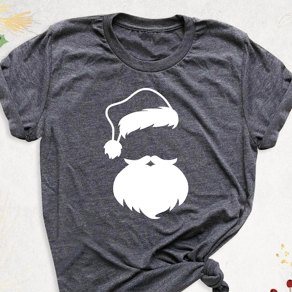 Christmas Santa Shirt, Hipster Santa Shirt, Men Christmas Shirt, Christmas Gift for Dad, Funny Christmas Tee, Cool Santa Shirt,Santa Hat Tee