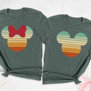 Retro Sunset Mickey Minnie Shirt Magic Kingdom Matching Tee Family Trip Disneyland Shirts, Disneyworld Vacation Tees, Colorful Disney Shirt image 1