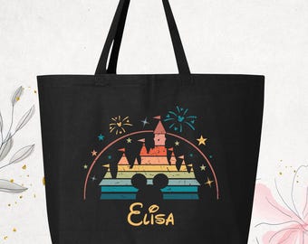 Disney Tote Bag, Custom Disney Castle Bag, Disney Vacation Tote Bag, Family Disneyworld Bag, Girls Disneyland Bag Women Disney Trip Tote Bag
