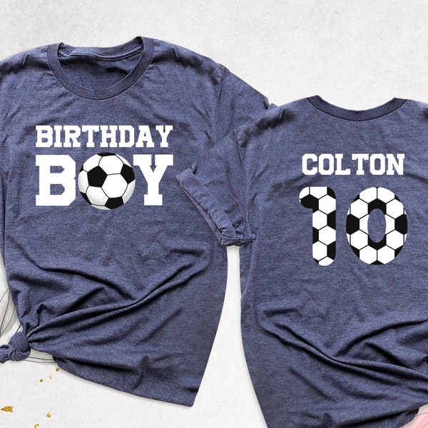 Birthday Boy Soccer Shirt, Custom Age Birthday Shirt, Boys Soccer Shirt, Sport Soccer Team Kids Outfits, Personalized Birthday Party T-Shirt