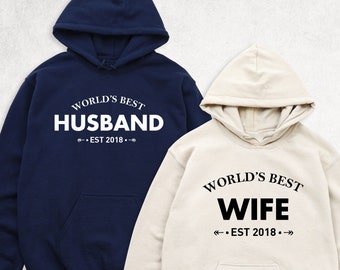 Matching Best Wife and Husband Sweatshirt, Marriage Sweatshirt, Wedding Anniversary Gift, Personalized Husband Hoodie, Wife Birthday Sweater