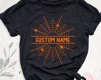 Custom Halloween Shirt, Spider Web Shirt, Family Halloween Tee Spooky Season Shirt, Halloween Party Tees, Personalized Name Spider Web Shirt