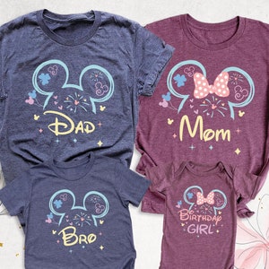 Custom Birthday Girl Disney Family Shirt Disneyland Birthday Trip Shirts Family Birthday Party Disney Tee, Girls Birthday Disneyland Shirt
