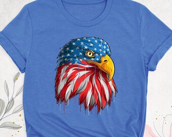 American Eagle Shirt, 4th of July Outfit, Patriotic Tshirt, USA Flag Eagle Graphic Tee, Red White Blue Independence Day Shirt, Freedom Shirt