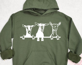 Sudadera con capucha de cabras, sudadera divertida de animales de granja, sudadera con capucha para amantes de las cabras, suéter de cabra adorable, sudadera de manga larga de granjero, sudaderas de vida en la granja, sudaderas con capucha de agricultura