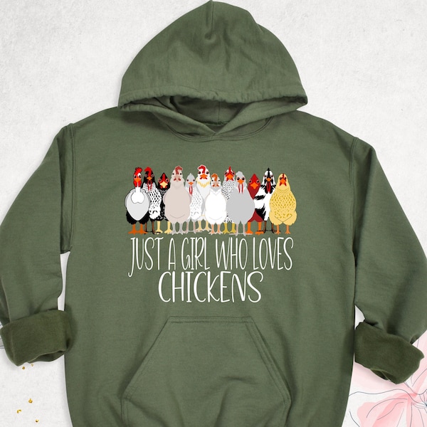 Just A Girl Who Loves Chickens Sweatshirt, Farm Girl Hoodie, Chicken Lover Sweater, Farmer Long Sleeve Shirt Women, Funny Chicken Mom Hoodie