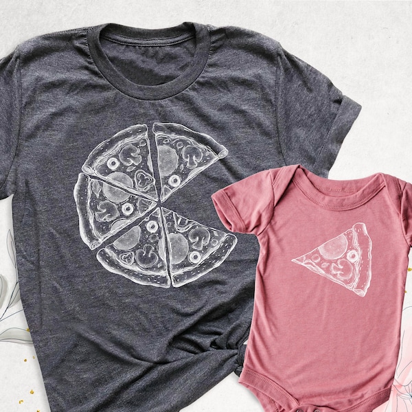 Daddy and Me Funny Shirt Dad Baby Matching Shirts, Pizza and Pizza Slice Tshirt, Fathers Day Dada Mini Outfit, Dad Son Shirt, Dad Girl Tee