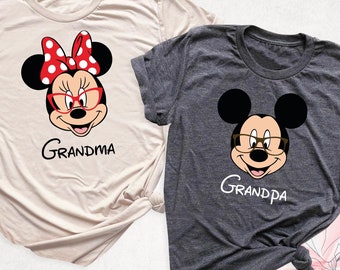 Grandma Grandpa Mickey Minnie Disney Shirt, Family Disney Trip Tee, Disney Vacation Shirt, Disneyland Group Shirt, Matching Grandparents Tee
