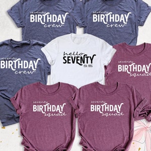 70th Birthday Crew Shirt Matching Family Birthday Party Tee Seventy Birthday Group Shirts 70th Birthday Squad Shirt, Custom Est 1956 Tshirt