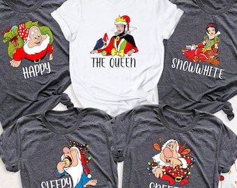 Snow White and Seven Dwarfs Christmas shirt, Disney Christmas group shirt, Cute seven dwarfs Christmas shirt, Family Christmas Disney Shirts
