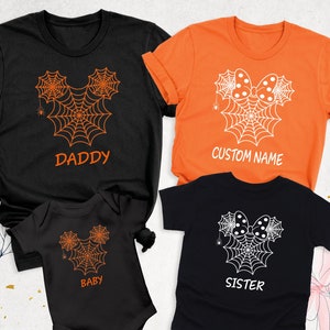 Minnie Mickey Halloween Shirt, Custom Disney Halloween Tshirt, Spider Web Halloween Shirt, Spooky Disney Tee, Family Matching Halloween Tees