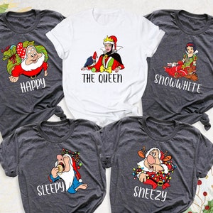 Snow White and Seven Dwarfs Christmas shirt, Disney Christmas group shirt, Cute seven dwarfs Christmas shirt, Family Christmas Disney Shirts