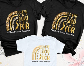 Childhood Cancer tee, I Wear Gold For Childhood Cancer Awareness shirt, Gold Ribbon Team Tshirt, Pediatric Cancer Shirt, Cancer Support Tee