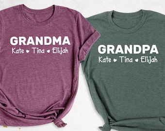 Personalized Grandparents Shirt, Grandkids Names Shirt, Grandma T-Shirt, Grandpa T-Shirt, Grandparents Couple Shirt, Grandma Christmas Gifts
