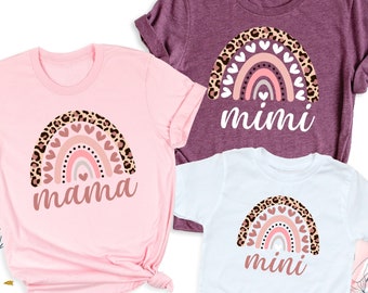 Mimi Mama Mini Matching Shirt First Mothers Day Tee Rainbow Mom and Me Tshirt, Grandma Mother and Daughter Outfits, New Mommy Baby Tees