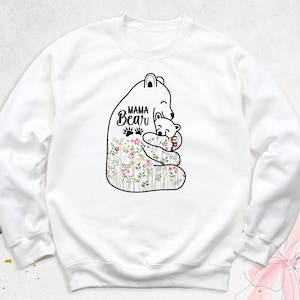 Mama Bear Sweatshirt, Floral Mama Bear Sweater, Cool Mom Hoodie, New Mom Sweatshirt, Gift for Mommy, Shirt For Mom Birthday, Mom Long Sleeve