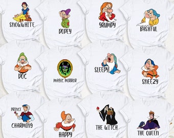 Seven Dwarfs Shirts, Disney Family Shirt, 7 Dwarfs Shirt, Disney Group Shirts, Snow White, Grumpy, Doc, Dopey, Happy, Sleepy, Sneezy T-Shirt
