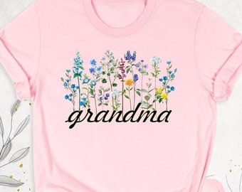 Wildflowers Grandma Shirt, Mother's Day Nana Gift Tee, Floral Gigi Shirt, Birthday Grandma Shirt, Flowers Mimi Shirt, Botanical Grandma Tee