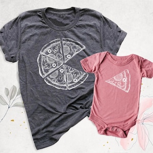Daddy and Me Funny Shirt Dad Baby Matching Shirts, family Pizza and Pizza Slice Tshirt, Fathers Day Dada Mini Outfit, Dad Son Girl Shirt