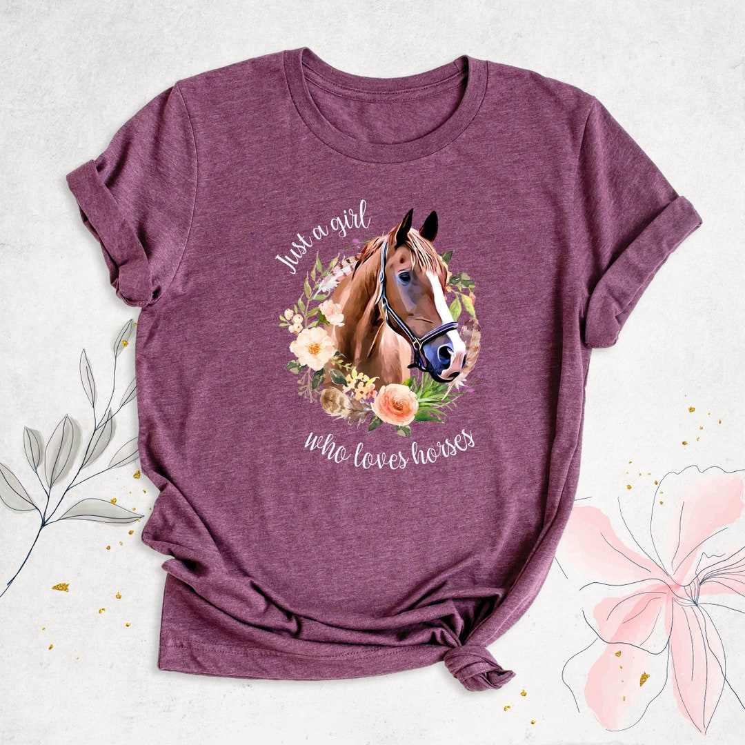 VVNTY Horse Heart T-Shirt For Women - Horse Lover Graphic Tee Casual Animal Shirt