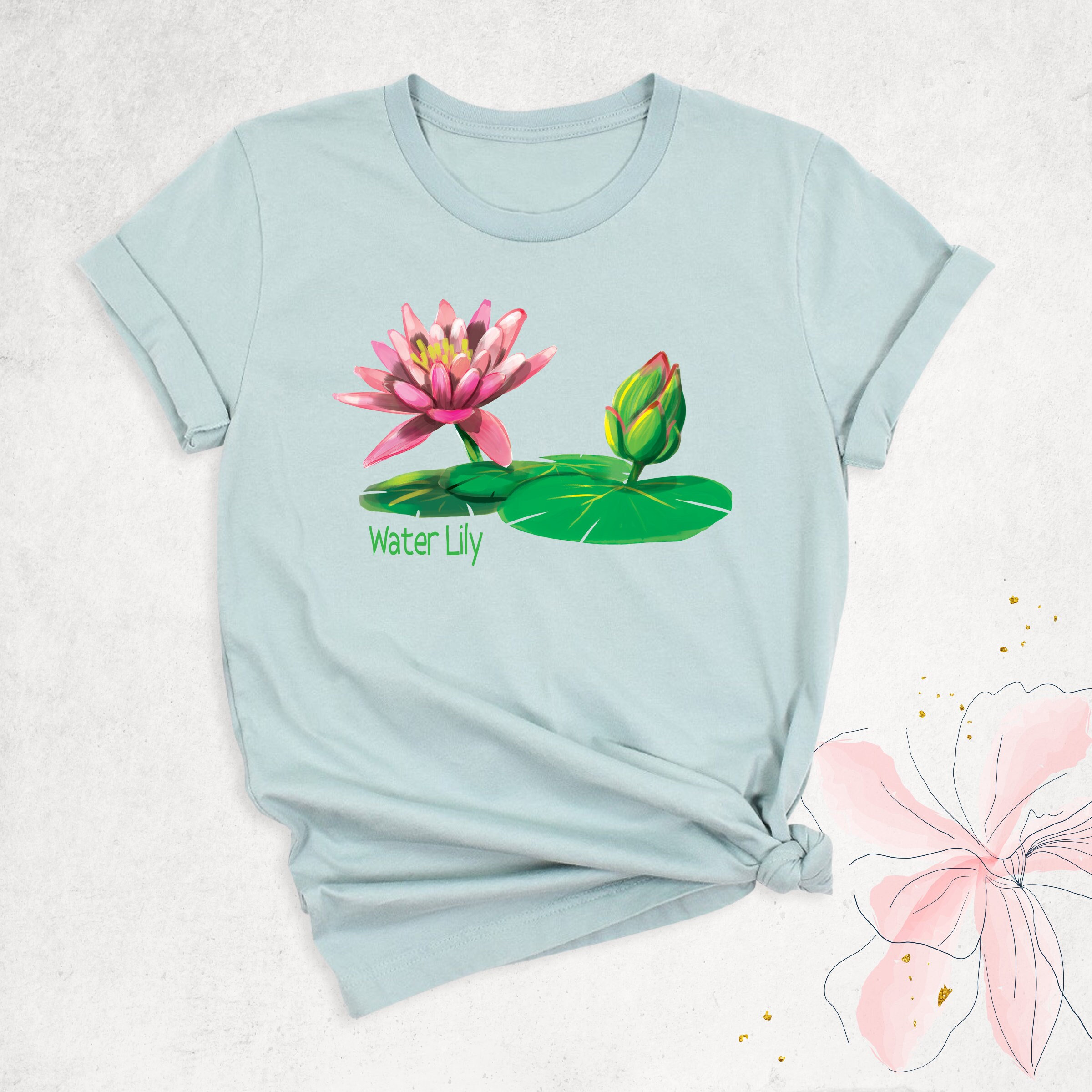 Water Lily Shirt, Birth Month Flower Shirt, Natura Lover Tee, Month Flower Tee, Spring Flower Shirt, Birthday Shirt, Flower Shirt