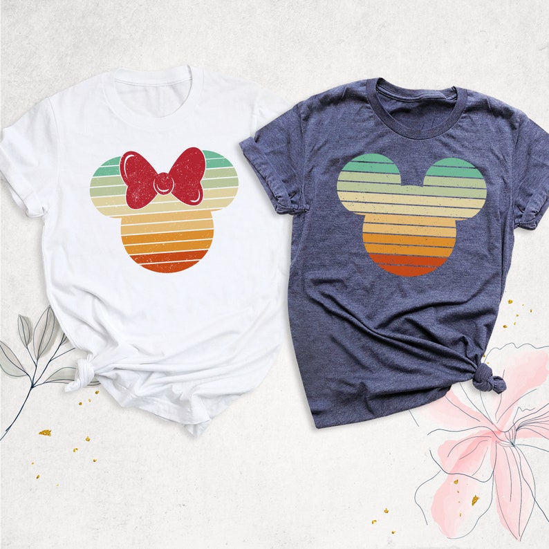 Retro Sunset Mickey Minnie Shirt Magic Kingdom Matching Tee Family Trip Disneyland Shirts, Disneyworld Vacation Tees, Colorful Disney Shirt image 3