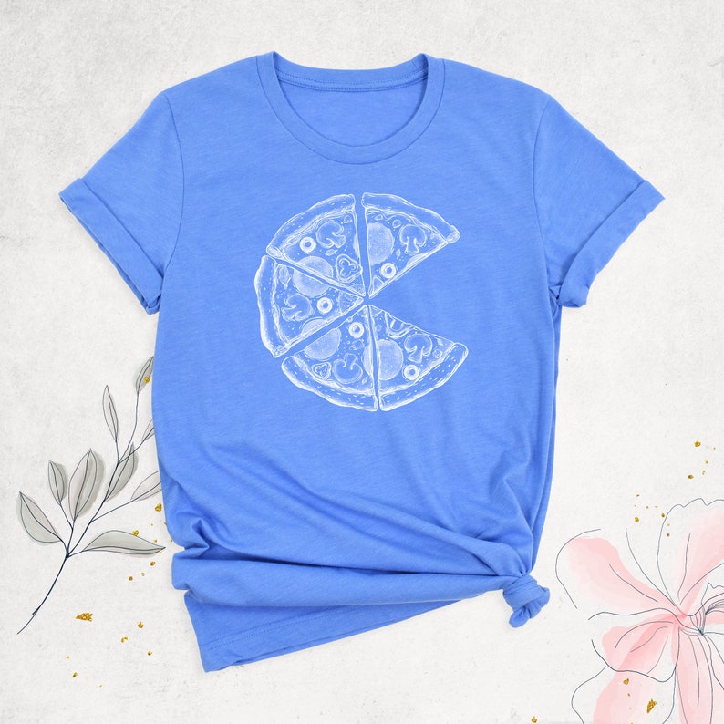 Pizza and Pizza Slice Tshirt by TrendyBuddyClothing
